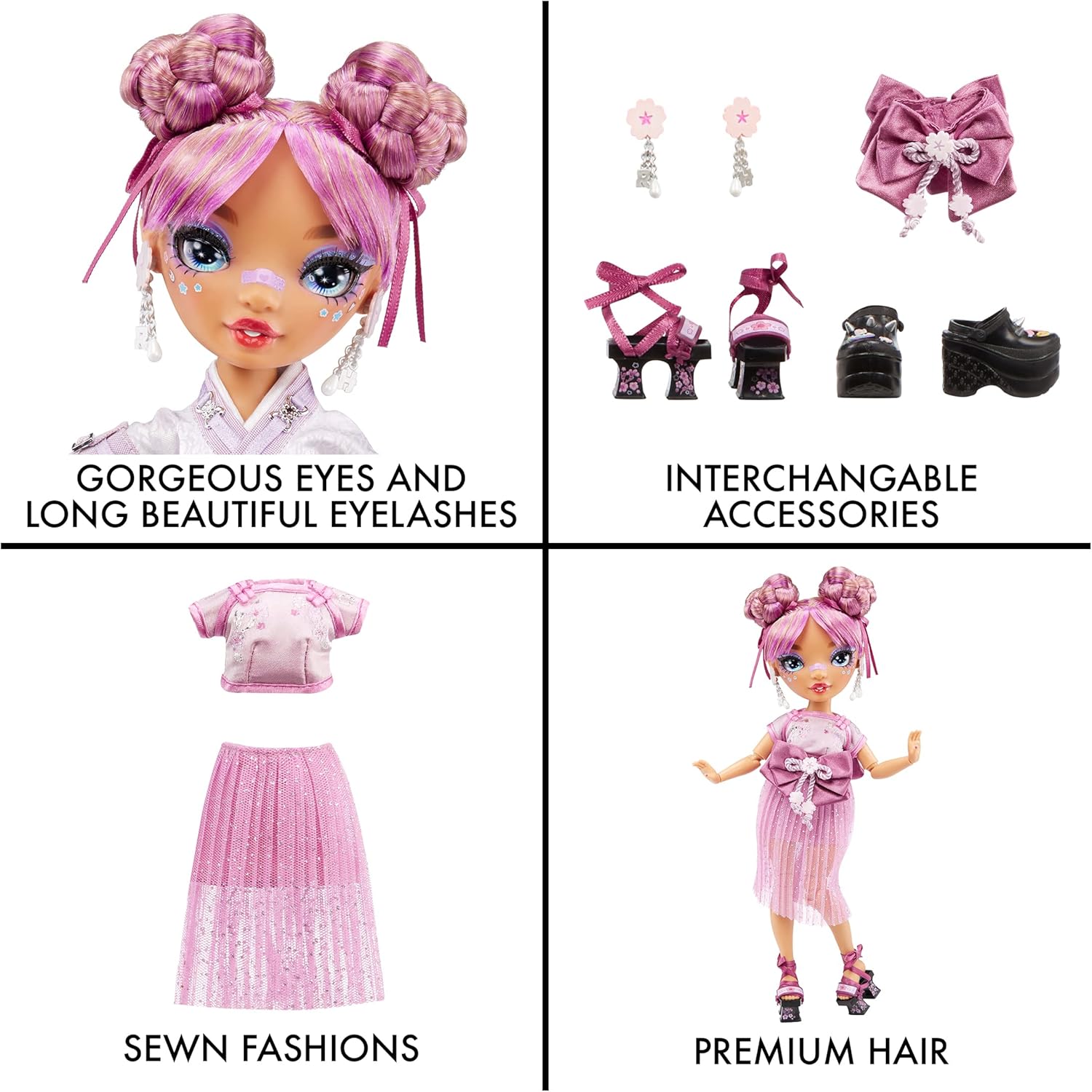 Mauve Purple Fashion Doll with 2 Designer Outfits and Accessories A6366
