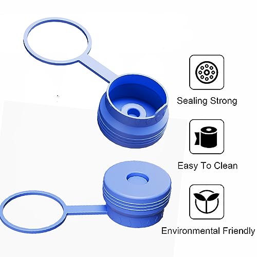 Water Jug Cap 5 Gallon, Silicone Reusable with Hang Loop, No Spill, 55mm, 2 Pack L992137