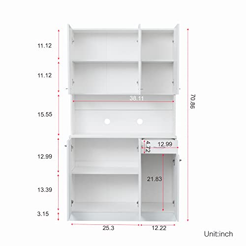 39" W Wardrobe Armoire Closet, Tall Freestanding Cabinet with Doors and Storage Shelves, White W518141