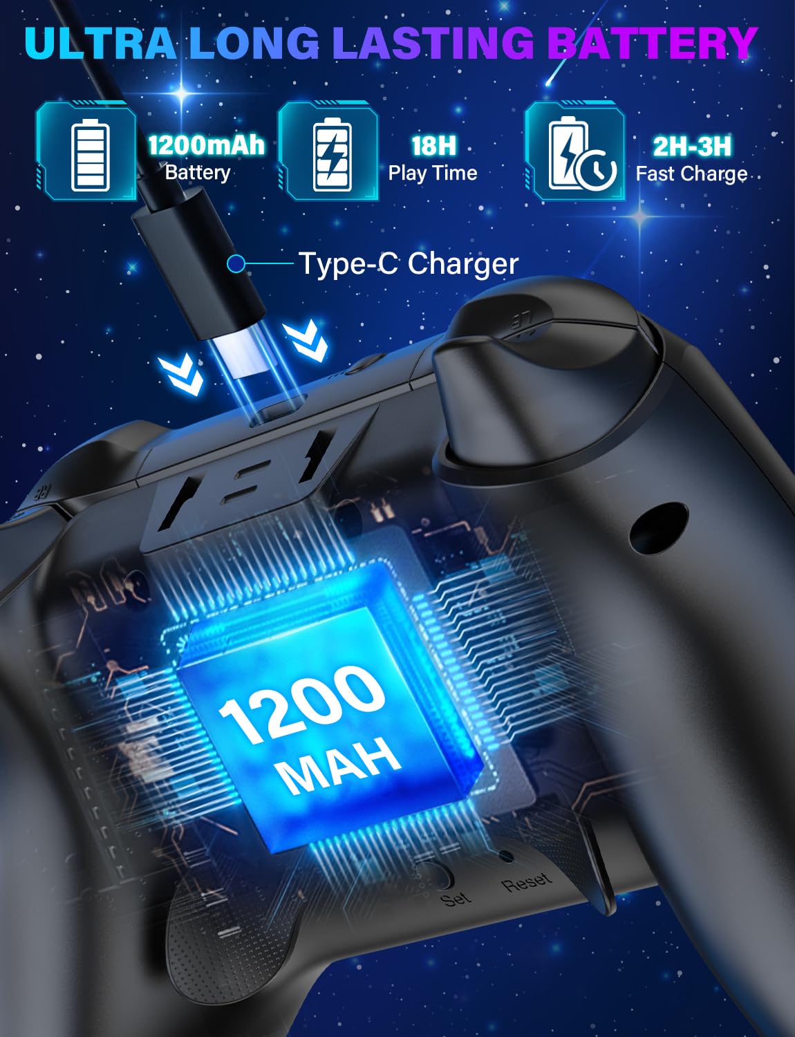 Wireless Switch Controller with RGB LED, Rechargeable Gamepad N3304