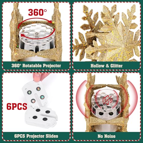 Snowflake Christmas Tree Topper LED Rotating with Projection Slides S187630