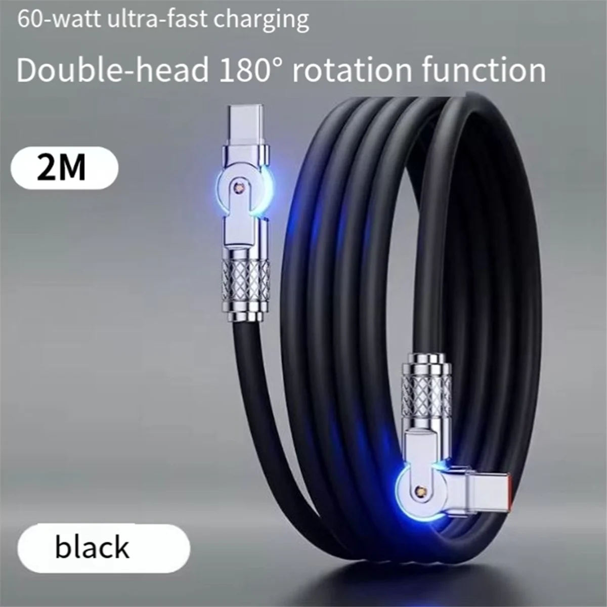 Type-C to Type-C 180° Swivel Data Cable 2m A428