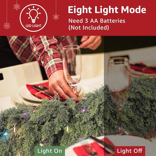 9ft Prelit Faux Pine Garland with Lights for Mantle K657616