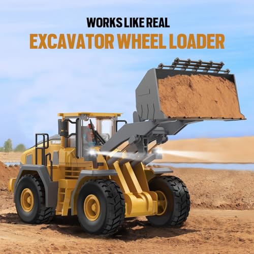 Remote Control Excavator Construction Toy for Boys with Metal Shovel and Lights J5730