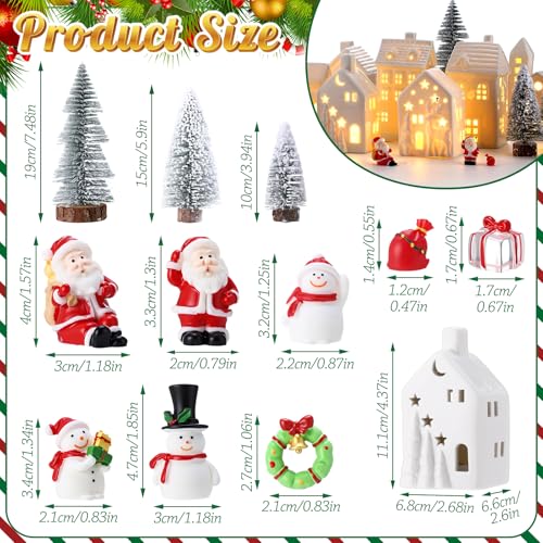 LED Ceramic Christmas Village Set with Light Up Houses and Figurines U9709