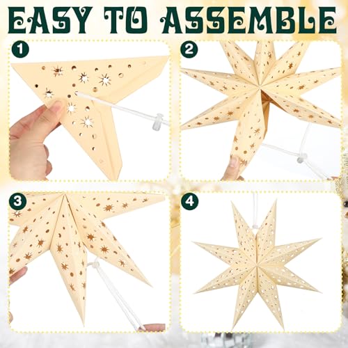 Sage Green 3D Paper Star Lantern Hanging Ornament with String Light M89680