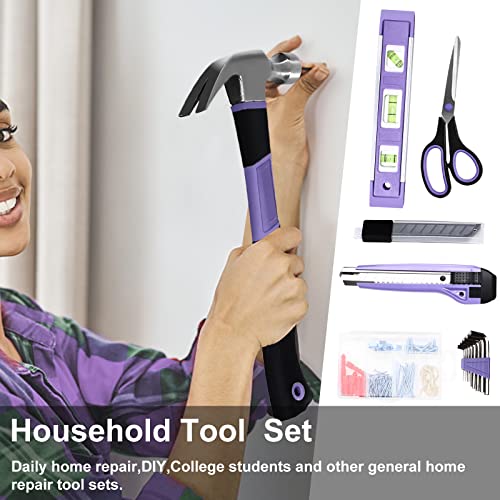 Purple 223-Piece Tool Set with Tool Bag for Home Maintenance K43789
