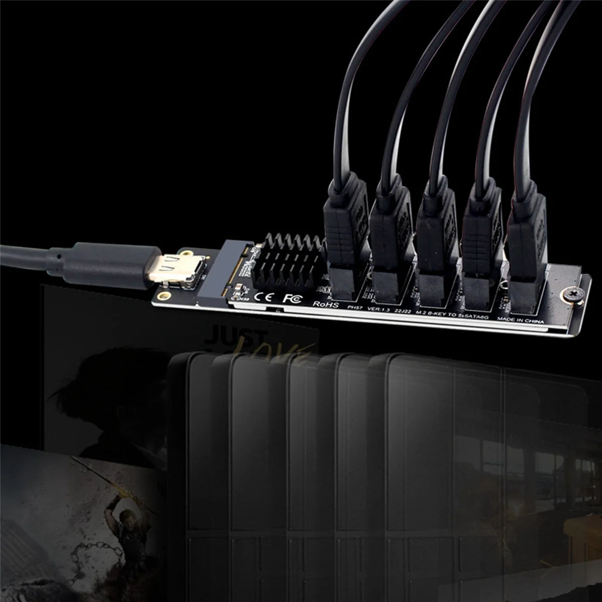 USB-C to SATA 5-Port Adapter Card for SSD HDD Expansion X5945