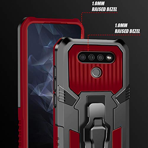 LG K51 Phone Case with Tempered Glass Screen Protector, Heavy-Duty Protective, Black C9425