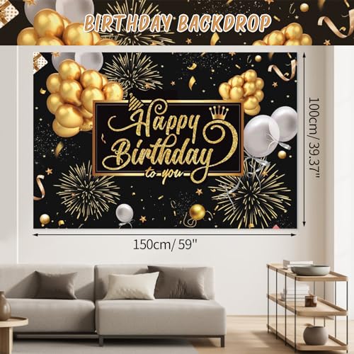 Rose Gold Birthday Party Decorations, 121PCS Party Supplies with Backdrop, Balloon Arch Kit, Tablecloth, Banner D69059