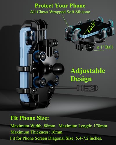Motorcycle Phone Holder with Vibration Dampener, Anti-Shake Mount for Handlebar Q60385