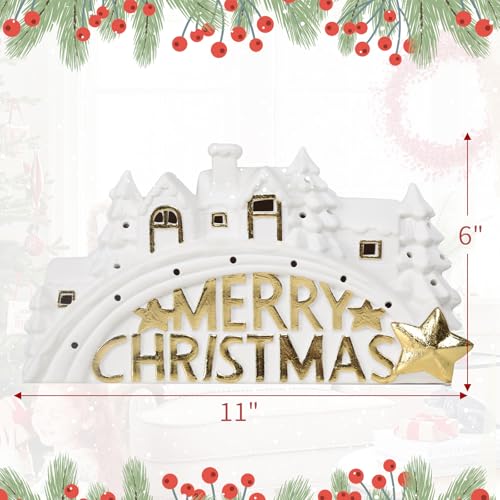 Christmas Ceramic Post Office Decoration with Lights G540