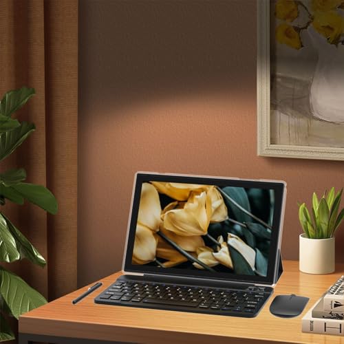 Tablet 10 inch Android 14 with Keyboard Case, Mouse, Stylus, 8GB+64GB, 1280*800 HD Touch Screen, 8MP Dual Camera, Wi-Fi Bluetooth, Blue B613