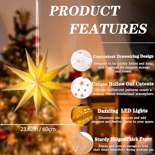 Christmas Paper Snowflake Lanterns with LED Lights for Holiday Party Decor A55544