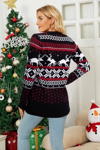 Funny Christmas Cardigan for Women Open Front Knit Coat W4033