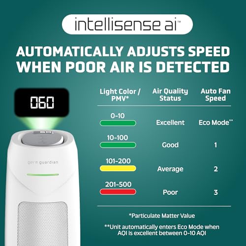 Air Purifier with HEPA Filter for Large Rooms, Removes Smoke, Pet Dander, Pollen, and Odors T1048