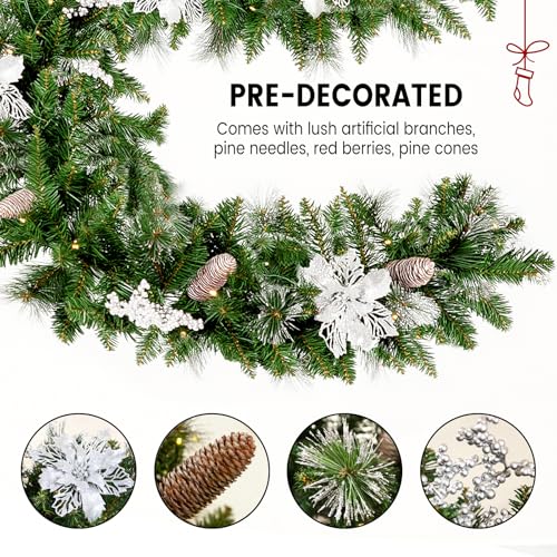 9ft Christmas Garland with Multicolor LED Lights and Remote Control F27550
