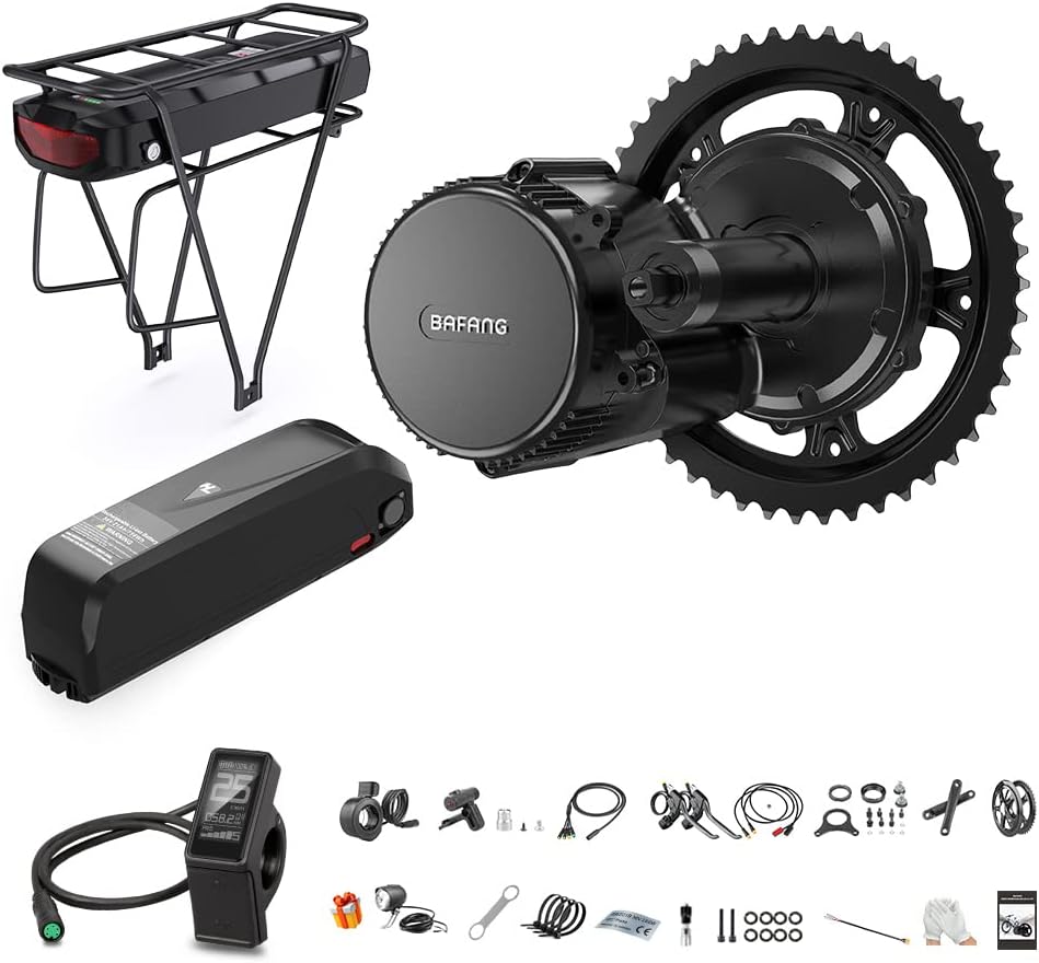 BAFANG BBS02 48V 750W Mid Drive Kits Mid Motor Ebike Conversion Kits with Chainring Wheel and LCD Display(No Battery)