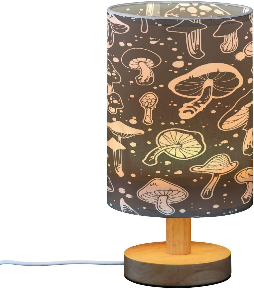 Mushroom Bedside Table Lamp with USB Port, Eye-Care LED Reading Light D8693
