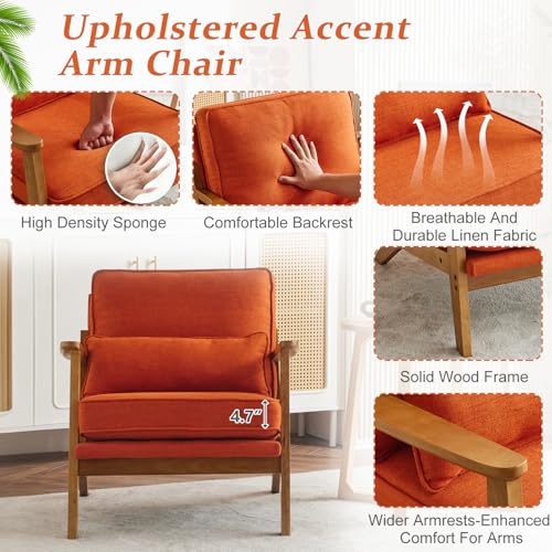Solid Wood Accent Chair with Pillow, Set of 2, Navy Blue R49005