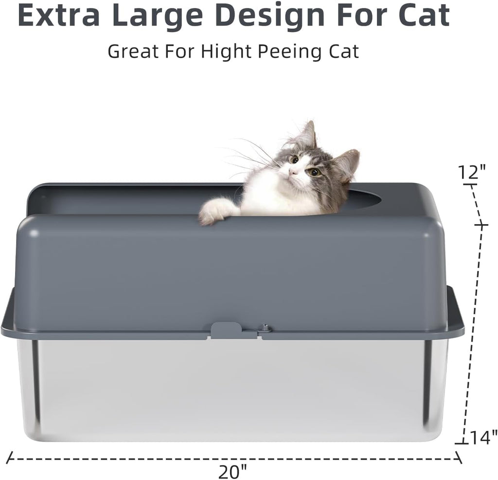 Stainless Steel Cat Litter Box with Lid, Extra Large, Easy to Clean G75117