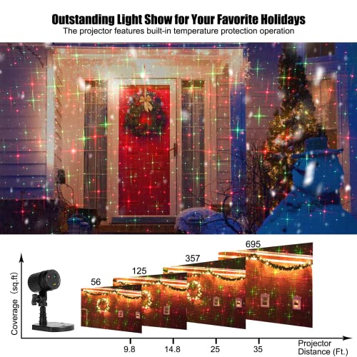 Christmas Projector Lights Outdoor Red Green Starry Waterproof Q405