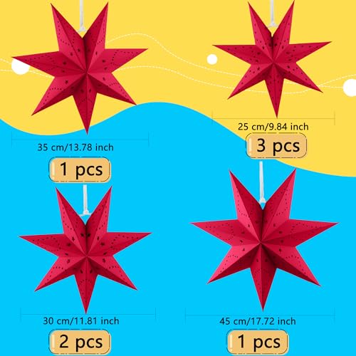 7 Pack 3D Paper Star Lanterns for Christmas Party Home Decor K723333