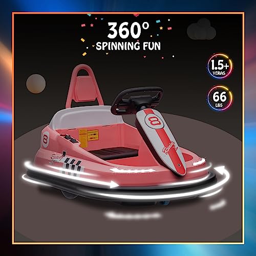 Bumper Car for Toddlers, 6V Electric Ride On Toy, 360 Degree Spin, Light & Music D292