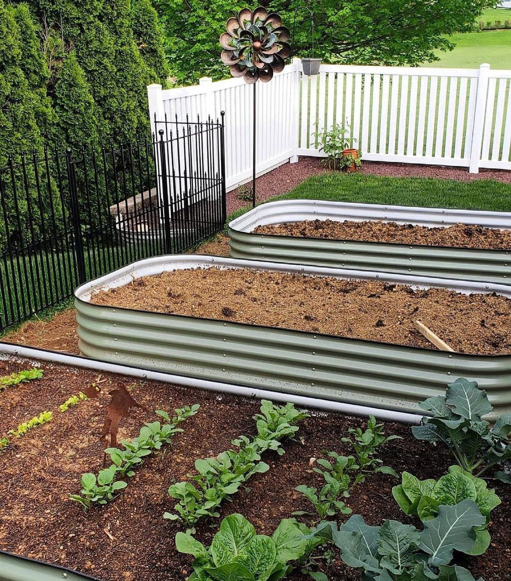 Modular Metal Raised Garden Bed, Olive Green A3714