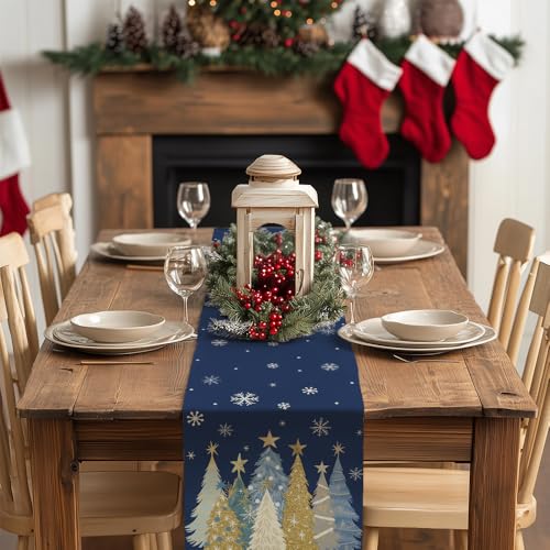 Christmas Table Runner 13x72 Inch, Red Winter Holiday Decor H348