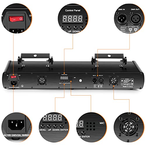 Stage Laser Light, 5 Beam Sound Activated DJ Party Lights with Remote Control P243197