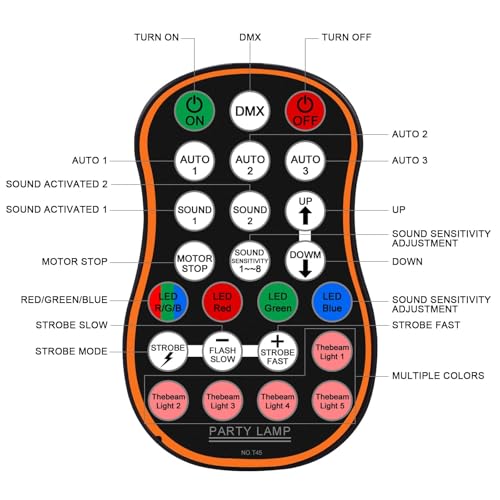 Stage Laser Light, 5 Beam Sound Activated DJ Party Lights with Remote Control P243197