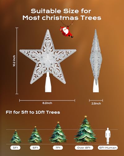 Christmas Star Tree Topper Lighted 3D Gold Pentagram with 10 Bulbs Plug In B67124