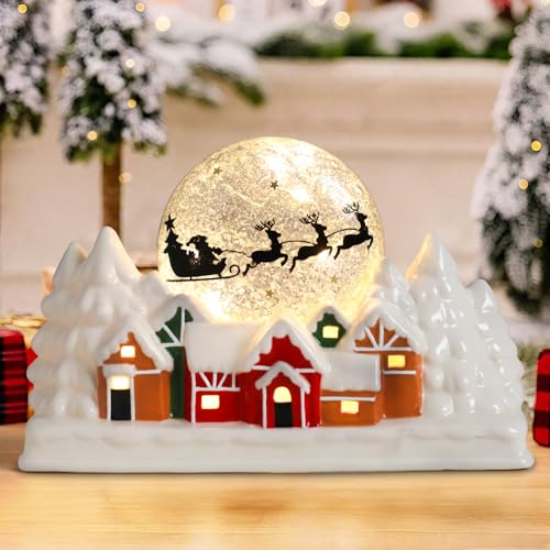 Ceramic Christmas Houses with Warm LED Light Y89884