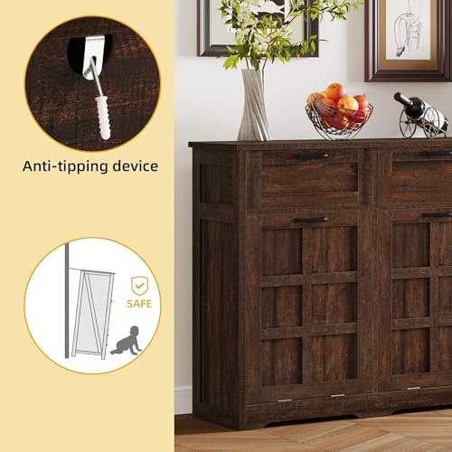 Tilt Out Trash Can Cabinet with Drawers, 20 Gallon, Brown Oak P82902