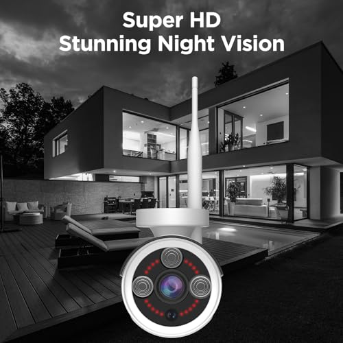 Wireless Security Camera System, 10CH NVR with 4 Cameras, 1TB HDD, Night Vision, Motion Detection A36546