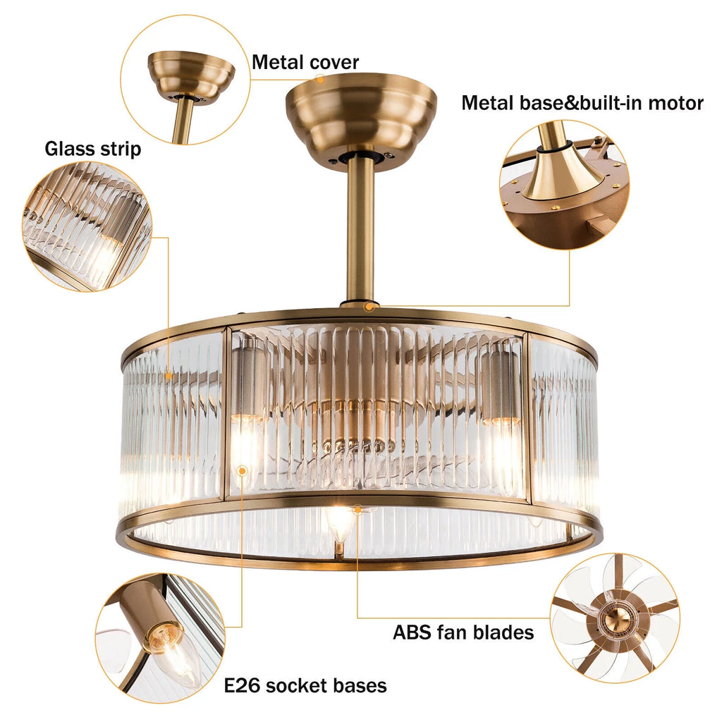 Farmhouse Ceiling Fan Light Gold With Remote Control S819588