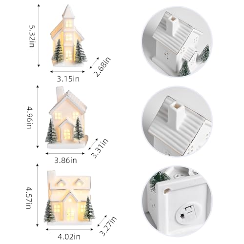 Ceramic Christmas Village Houses with LED Lights, Tabletop Decor R583949