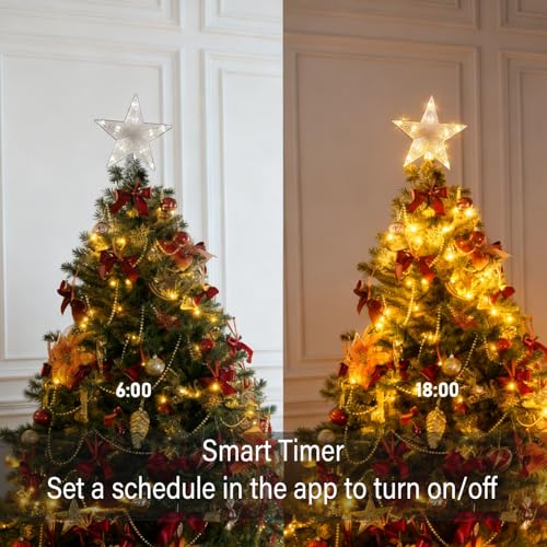 Color Changing Christmas Star Tree Topper with Remote and Timer F5367