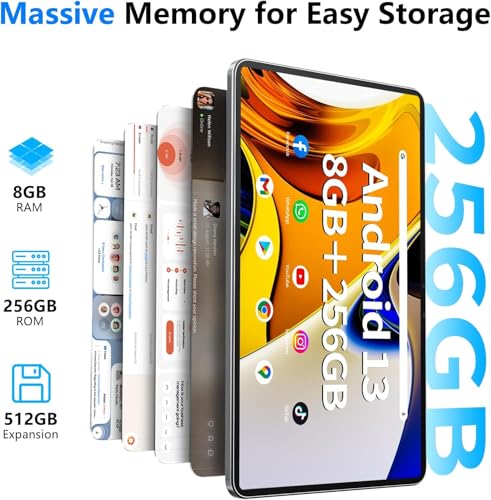 Android Tablet 12 Inch, 8GB RAM 256GB, FHD IPS Touch Screen P321