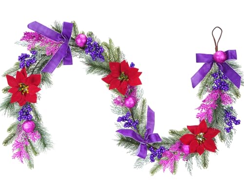 6.6 ft Christmas Garland with Faux Cedar and Glitter Berry P303