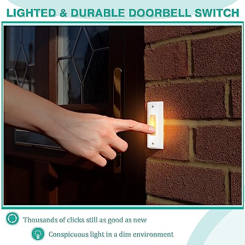 Wired Doorbell Chime with 2 Lighted Push Buttons, 16V 10VA, Front and Rear Door Chime Kit Q292601