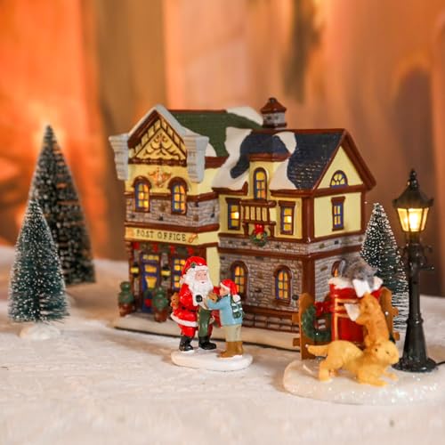 Christmas Ceramic Post Office Decoration with Lights G540