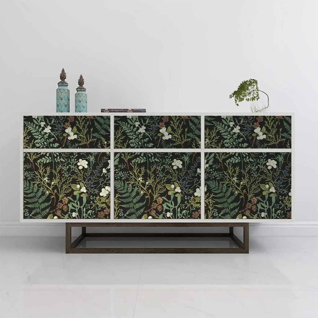 Peel and Stick Wallpaper Black Floral Self Adhesive Removable R6518