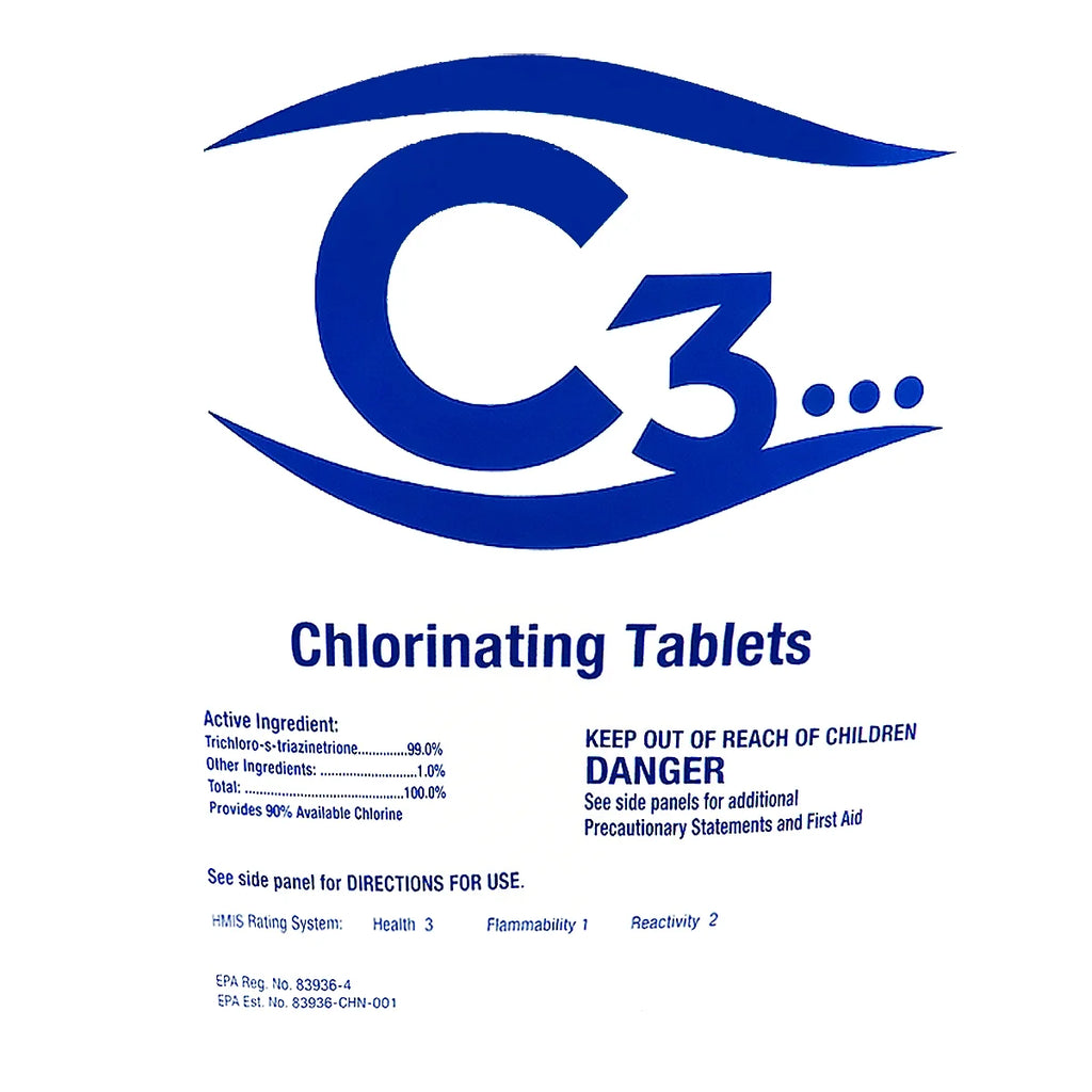 3" Stabilized Chlorinating Tablets for Swimming Pool and Hot Tubs, 25 lbs Y200
