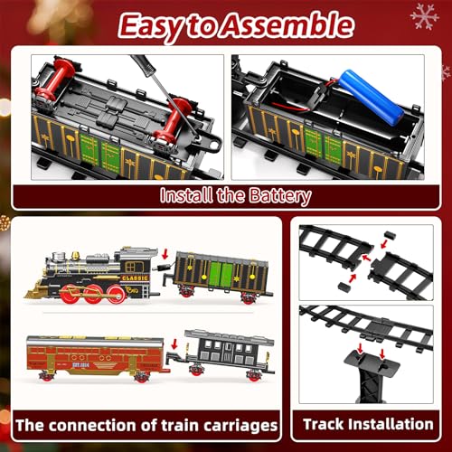 Electric Train Set for Kids with Smoke, Light and Sound, DIY Tracks L560