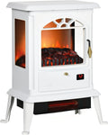 HOMCOM 23" Electric Infrared Fireplace Stove, Freestanding Fire Place Heater with Realistic Log Flame, Adjustable Temperature, Timer, 1000W/1500W, White