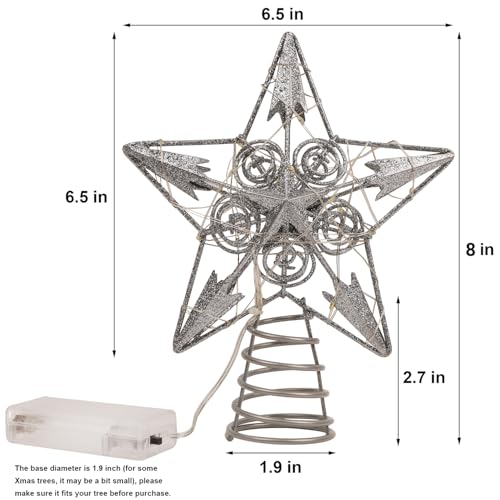 Star Tree Topper with 20 LED Lights, Battery Powered Christmas Decorations W511339