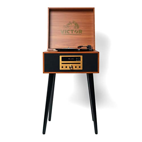 8-in-1 Turntable Music Center with 3-Speed Record Player, CD/MP3 Player, FM Radio, Bluetooth, USB Playback, Stereo Speakers S81740