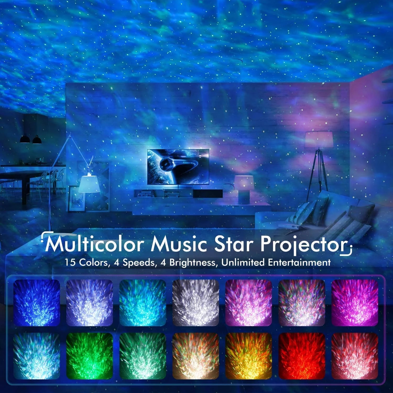 Galaxy Night Light Projector with Bluetooth Speaker, 21 Color Modes W255